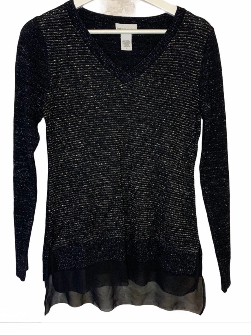 Soft Surroundings XS mixed media layered sweater